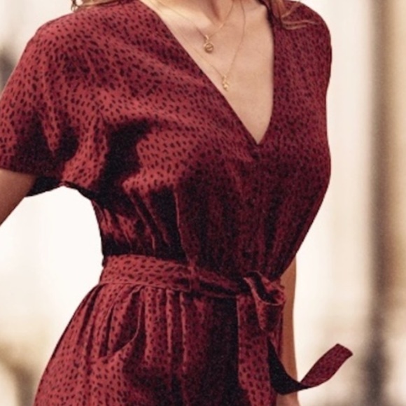 Rails Burgundy V-Neck jumpsuit - Picture 3 of 6